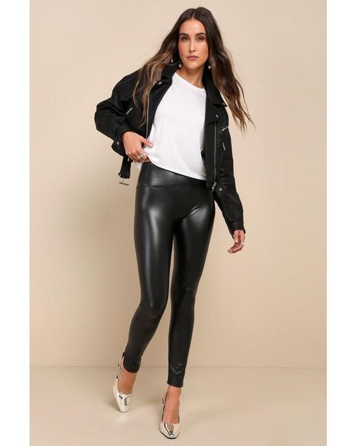 Lulus Black Keep It Sleek Vegan Leather Leggings