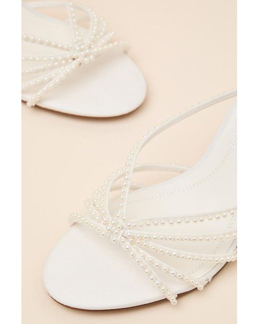 Steve Madden Natural Edna Pearl Strappy High Heel Slide Sandals