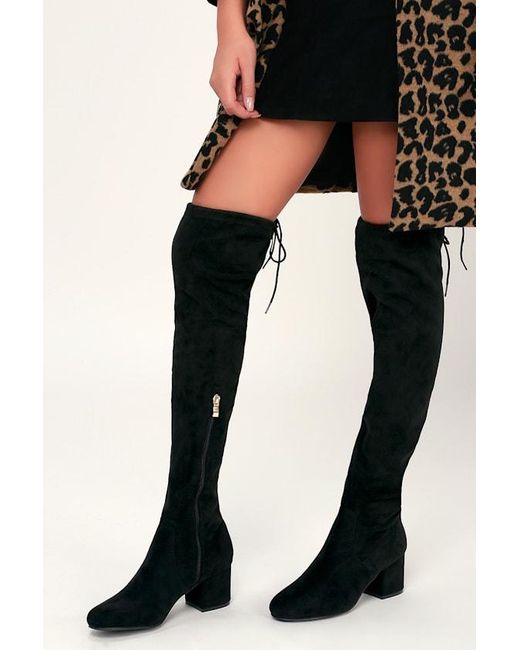 Lulus Black Di Suede Over The Knee Boots