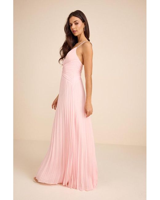 Lulus Pink Corella Pleated Backless Maxi Dress