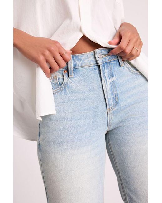 Lulus Blue Teague Light Wash Mid-Rise Straight Leg Jeans