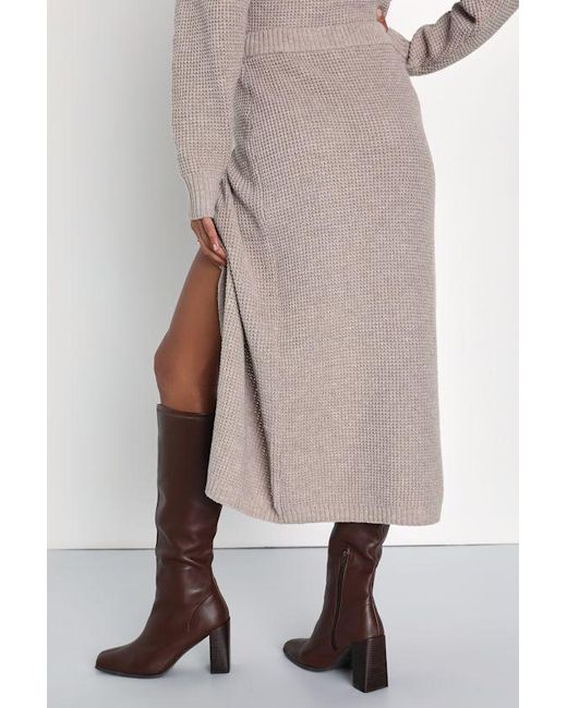 Lulus Natural Autumn Sweetheart Waffle Knit Two-Piece Sweater Dress