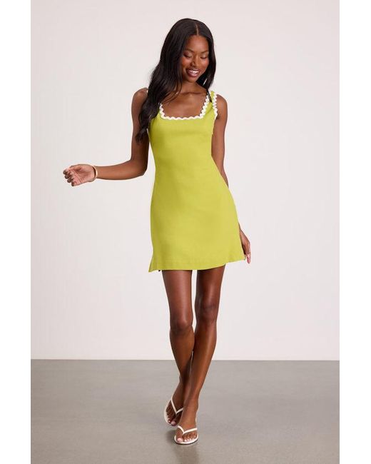 Lulus Green Xiomara Chartreuse Square-Neck Mini Dress