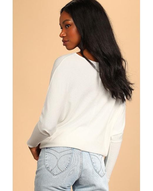Lulus Basics Blue Verla Dolman Sleeve Sweater Top
