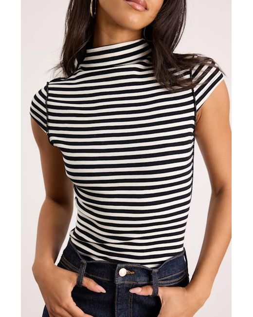 Lulus Blue Liza Striped Cap Sleeve Top