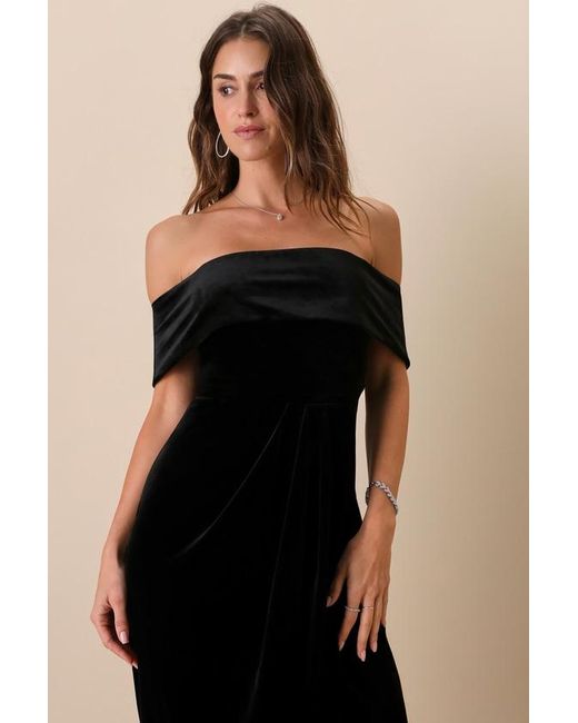 Lulus Natural I'M Enchanted Velvet Off-The-Shoulder Maxi Dress
