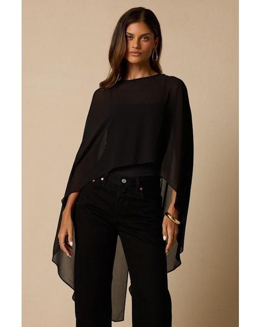 Lulus Black Levana Cape Sleeve Top