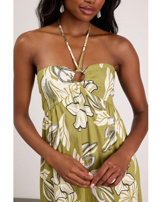 Lulus Yellow Cheri Light Floral Halter Midi Dress