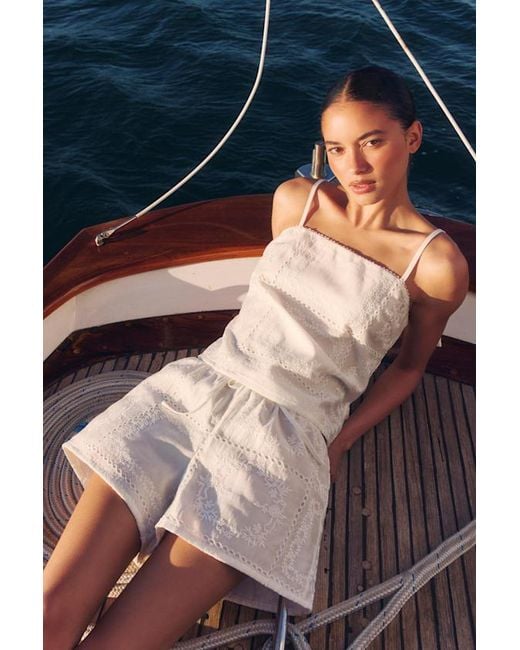 Lulus White Misa Embroidered Drawstring Shorts