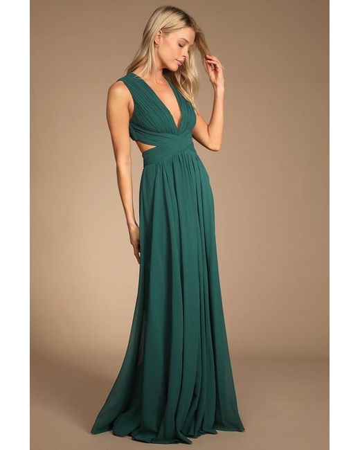 Lulus Green Vivid Imagination Emerald Cutout Maxi Dress