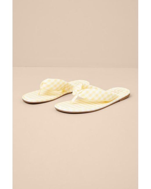 Matisse Natural Gidget Gingham Flat Thong Sandals