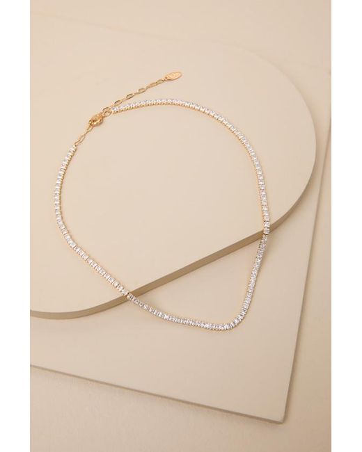 Lulus Brown Acaria 14Kt Rhinestone Tennis Necklace