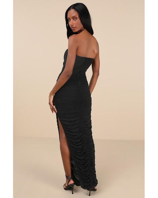 Lulus Natural Illy Mesh Strapless Maxi Dress