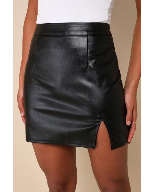 Lulus Black Corte Vegan Leather Mini Skirt