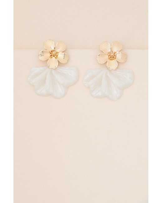Lulus Brown Sheena Flower Statement Earrings