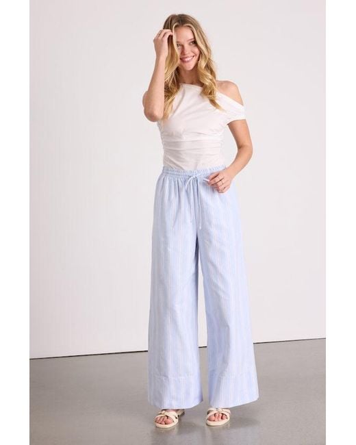 Lulus White Brisa Striped Cuffed Wide-Leg Pants