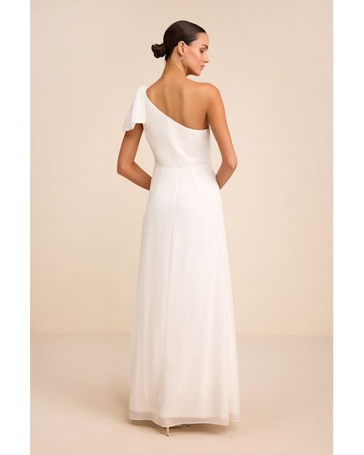 Lulus Natural Simply Brilliant One-Shoulder Bow Maxi Dress