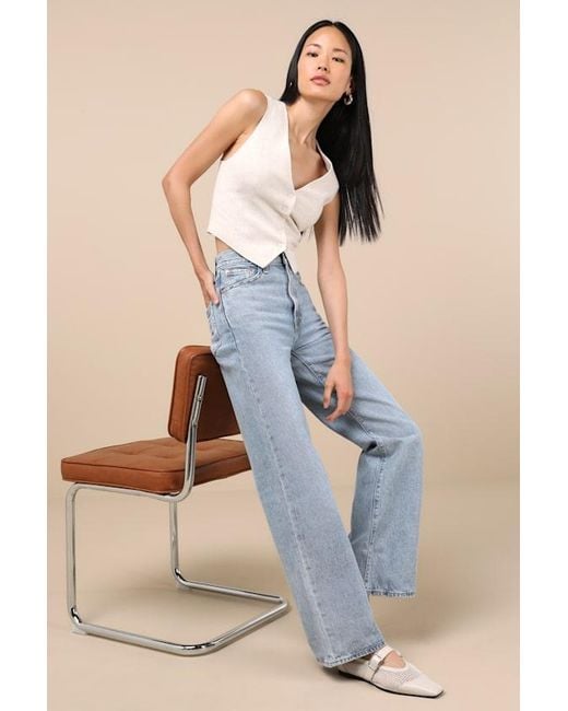 Levi's Blue Ribcage Light Wash Wide-Leg Denim Jeans