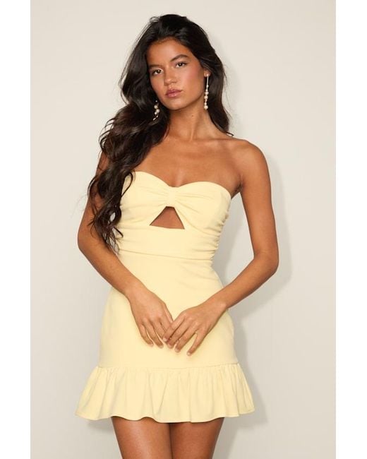 Lulus Natural Briar Strapless Cutout Mini Dress