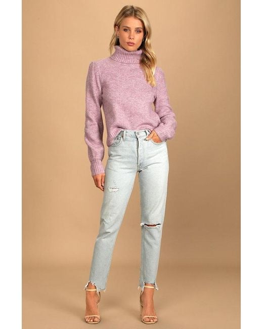 Lulus Pink Meet Cozy Knit Long Sleeve Turtleneck Sweater