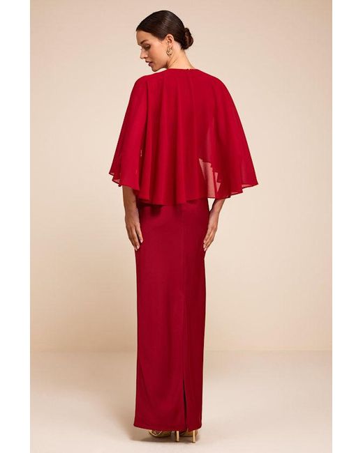 Lulus Red Fowler Satin Cape Maxi Dress
