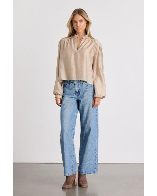 Lulus Natural Zhena Gathered Balloon Sleeve Top