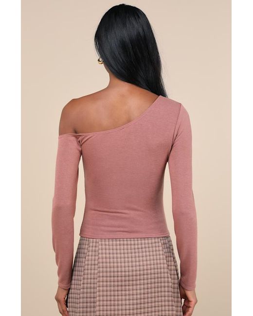 Lulus Pink Adorable Simplicity Rusty Rose One-Shoulder Sweater Top
