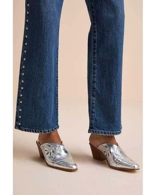 Lulus Blue Armina Western Mule Pumps