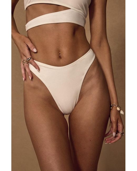 Lulus White Sun And Games High-Waisted High-Cut Bikini Bottoms