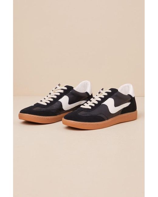 Dolce Vita Black Notice And Leather Color Block Lace-Up Sneakers