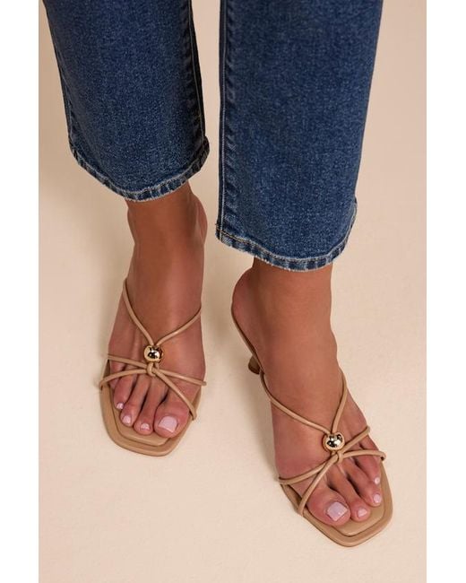 Lulus Natural Valicia Camel Strappy Bead High Heel Sandals