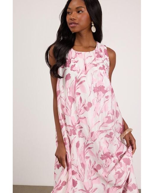 Lulus Pink Harmen Floral Shift Maxi Dress