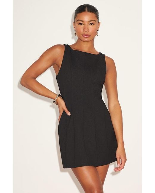 Lulus Black Lavonne Sleeveless Boat Neck Mini Dress