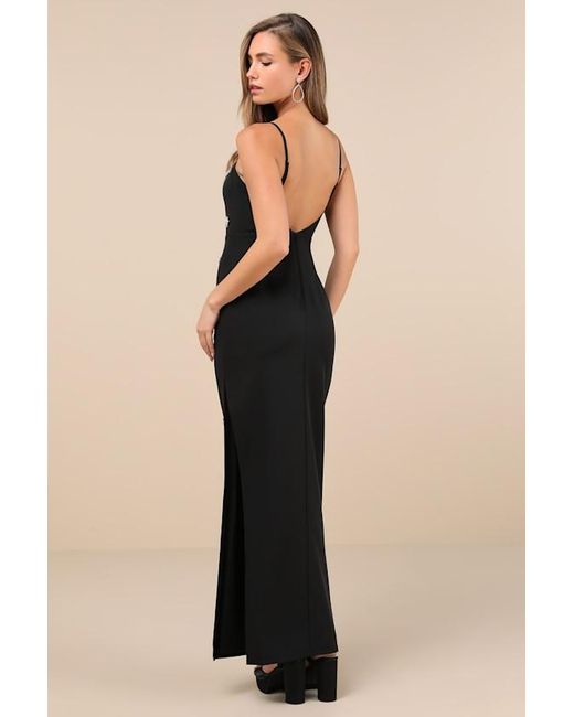 Lulus Natural Completely Regal Rhinestone Sleeveless Column Maxi Dress