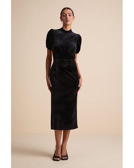Lulus Black Fabulous Intuition Velvet Backless Column Midi Dress