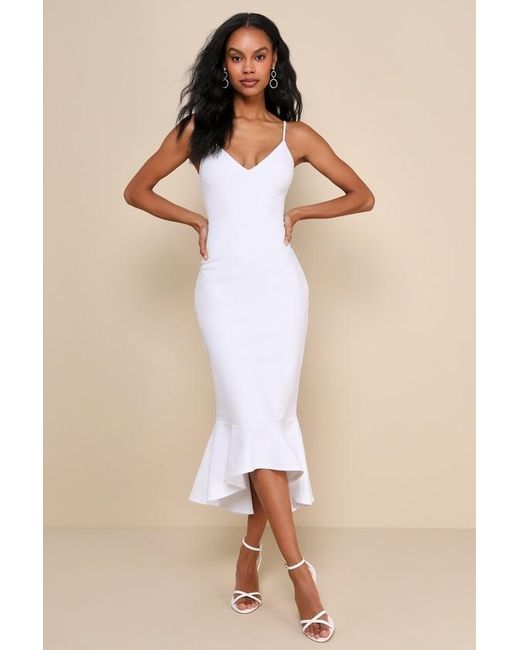 Lulus Natural Stun Like Me Bodycon Trumpet Hem Midi Dress