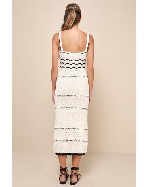 Lulus Natural Unique Persona Multi-Textured Knit Sleeveless Midi Dress