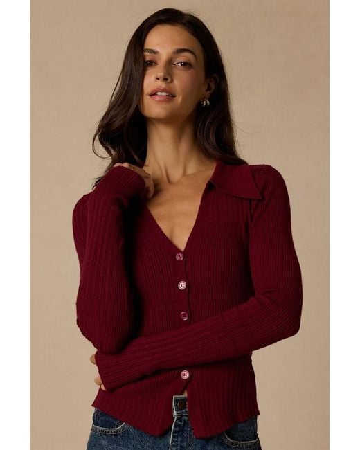 Lulus Ashley Ribbed Collared Sweater Knit Top