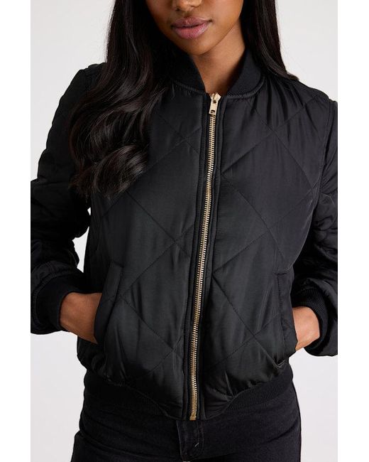 Lulus Black Style Expedition Quilted Bomber Jacket