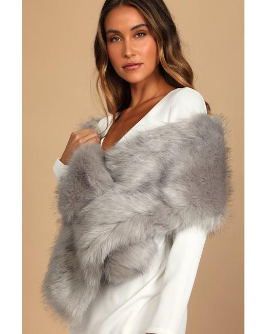 Lulus Gray Never-Ending Elegance Faux Fur Stole