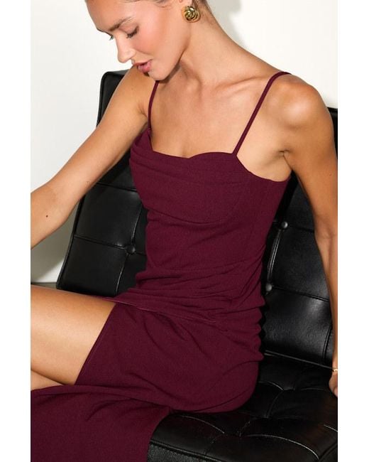 Lulus Purple Always Turning Heads Bustier Tulip Midi Dress