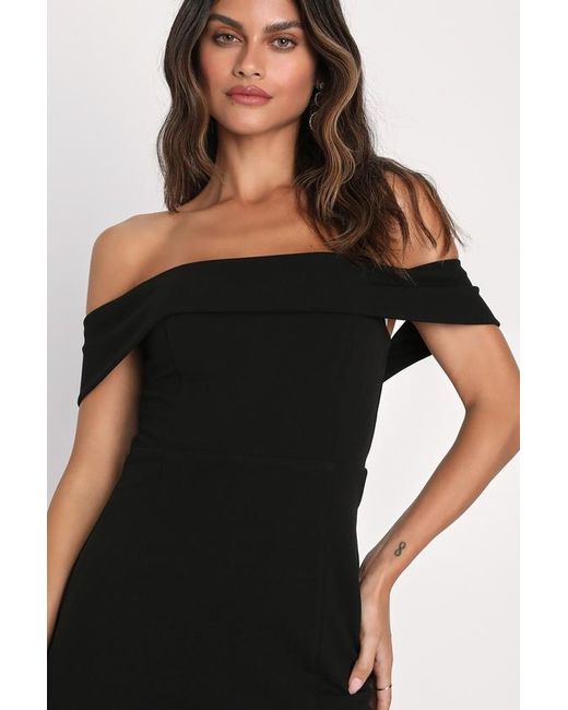 Lulus Black Enchanting Romantic Off-The-Shoulder Maxi Dress