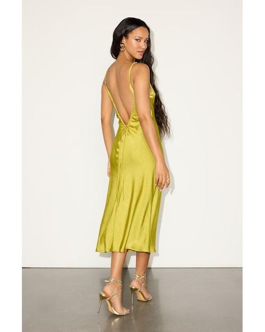 Lulus Katrien Chartreuse Textured Satin Backless Midi Slip Dress in Yellow | Lyst Lulus Katrien Chartreuse Textured Satin Backless Midi Slip Dress in Yellow | Lyst