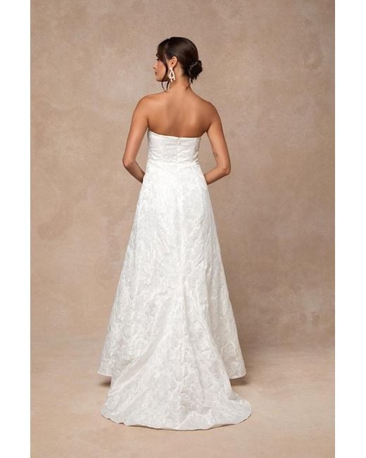 Lulus Natural Tressa Floral Jacquard Strapless Maxi Dress