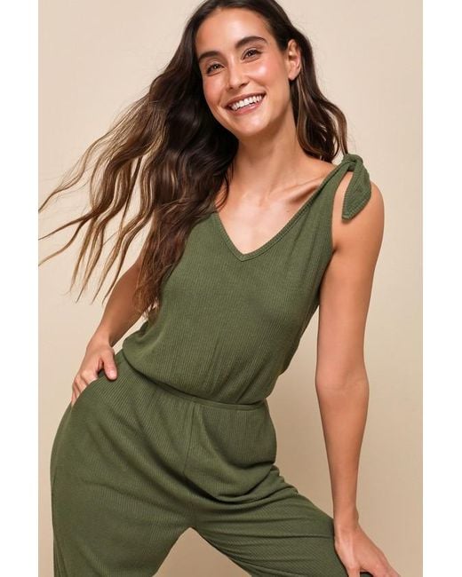 Olive green sleeveless jumpsuit sale