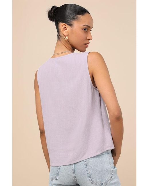 Lulus Purple Casually Sophisticated Linen Sleeveless Button-Front Top