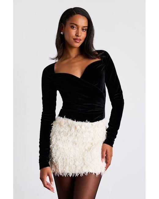 Lulus Black Rowely Feather Sequin Low-Rise Mini Skirt