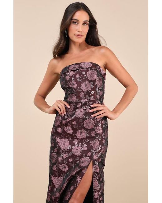 Lulus Multicolor Demure Muse Floral Jacquard Strapless Maxi Dress