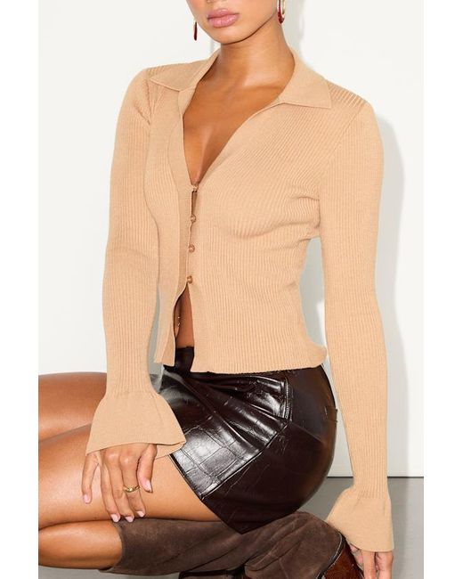 Lulus Black Audlynn Ribbed Collared Button-Front Cardigan Top