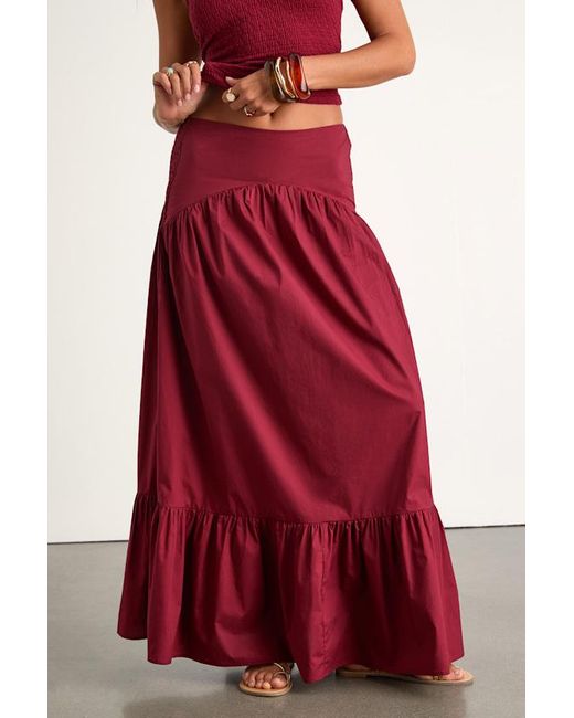 Lulus Red Juniper Cotton Mid-Rise Maxi Skirt